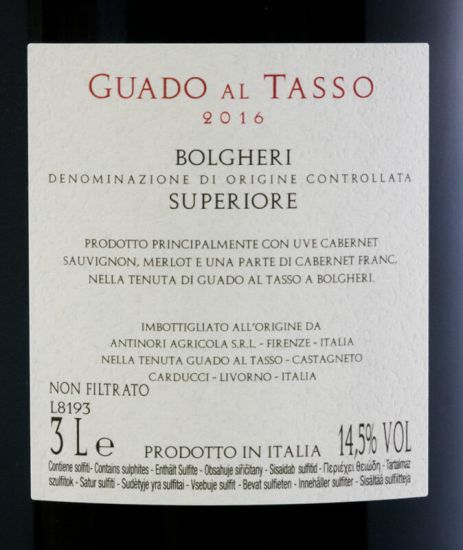 2016 Tenuta Guado al Tasso Bolgheri Superiore tinto 3L
