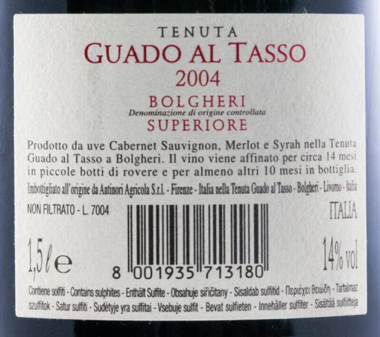 2004 Tenuta Guado al Tasso Bolgheri Superiore tinto 1,5L