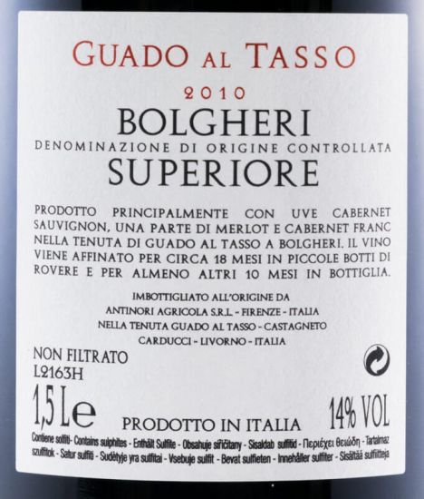 2010 Tenuta Guado al Tasso Bolgheri Superiore tinto 1,5L