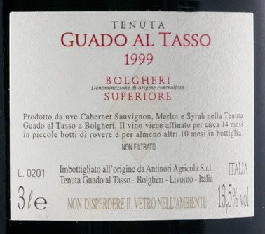 1999 Tenuta Guado al Tasso Bolgheri Superiore tinto 3L