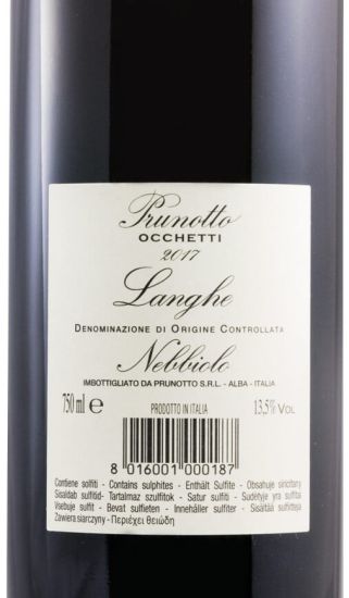 2017 Prunotto Occhetti Nebbiolo Langhe tinto