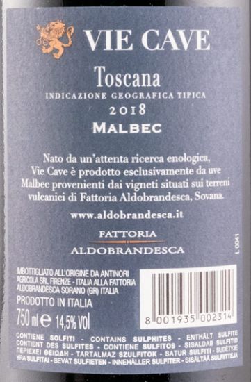 2018 Fattoria Aldobrandesca Vie Cave Malbec Sovana tinto