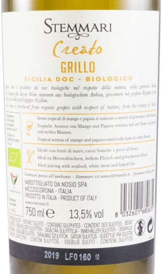 2019 Stemmari Grillo biológico white