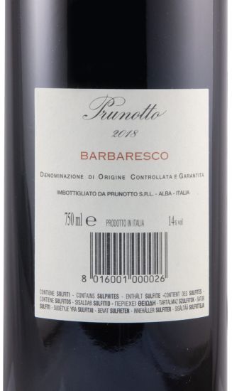 2018 Prunotto Barbaresco red