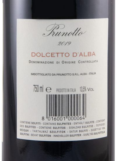 2019 Prunotto Dolceto d'Alba red