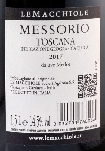 2017 Le Macchiole Messorio red 1.5L
