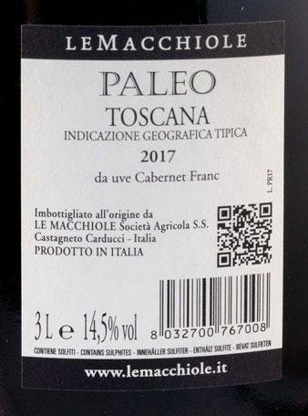 2017 Le Macchiole Paleo Rosso red 3L