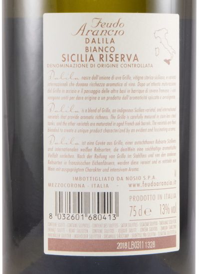 2018 Feudo Arancio Dalila Riserva white