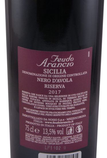 2017 Feudo Arancio Nero d'Avola Riserva Sicilia tinto