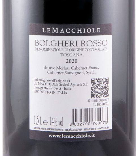 2020 Le Macchiole Bolgheri Rosso tinto 1,5L