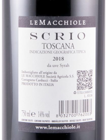 2018 Le Macchiole Scrio tinto