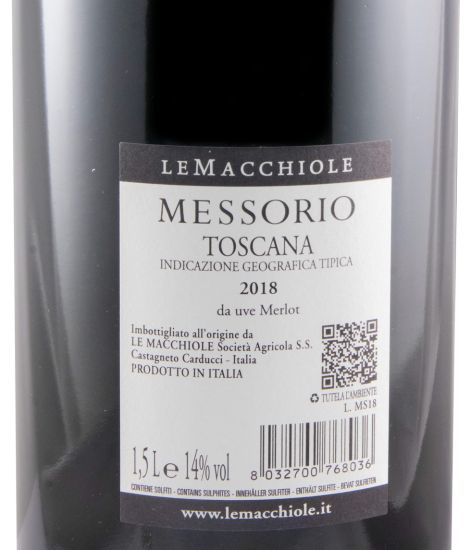 2018 Le Macchiole Messorio red 1.5L