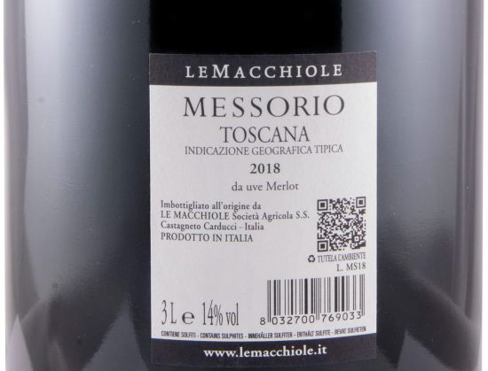 2018 Le Macchiole Messorio red 3L