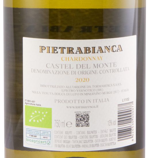 2020 Tormaresca Pietrabianca Chardonnay Castel del Monte biológico branco