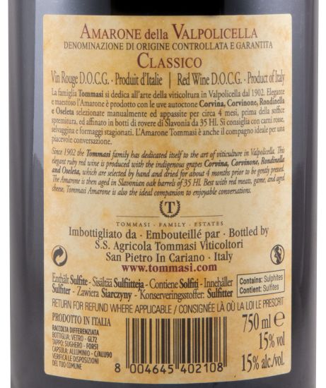 2018 Tommasi Amarone della Valpolicella Classico red