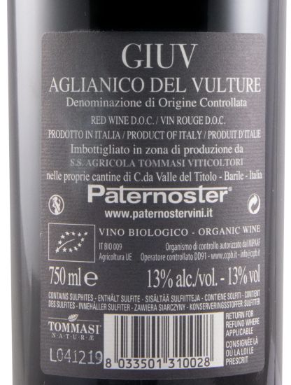 2021 Paternoster Giuv Aglianico del Vulture biológico tinto