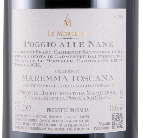 2020 Le Mortelle Poggio alle Nane Maremma Toscana tinto