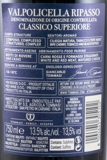 2019 Tommasi Ripasso Valpolicella Classico Superiore tinto