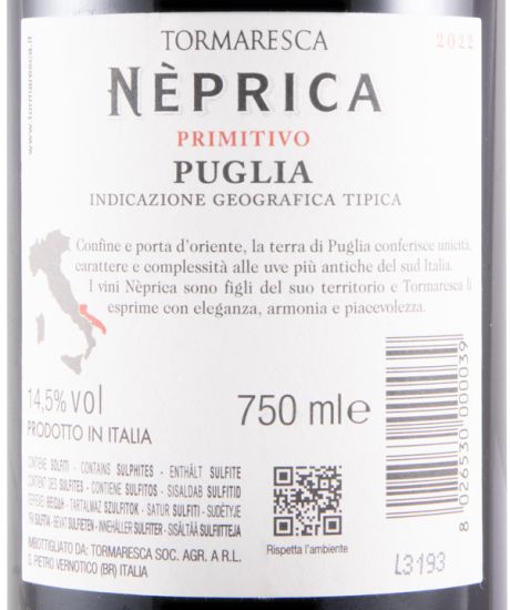 2022 Tormaresca Nèprica Primitivo tinto