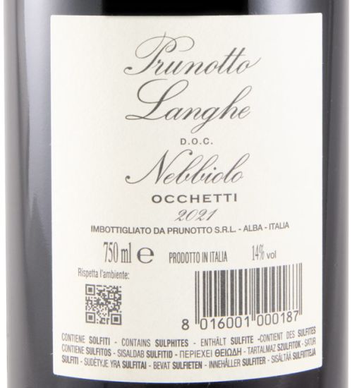 2021 Prunotto Occhetti Nebbiolo Langhe tinto