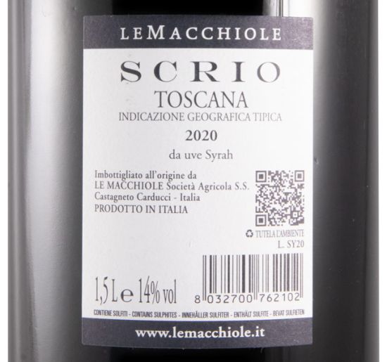 2020 Le Macchiole Scrio tinto 1,5L