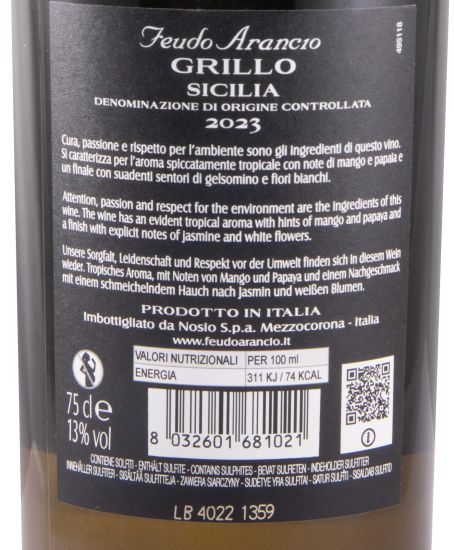 2023 Feudo Arancio Grillo white (damaged label)