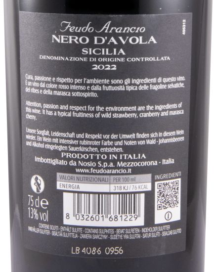 2022 Feudo Arancio Nero d'Avola red