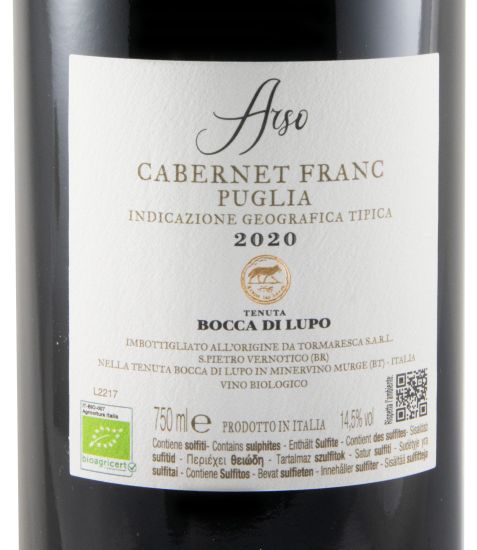 2020 Tormaresca Arso Cabernet Franc biológico tinto