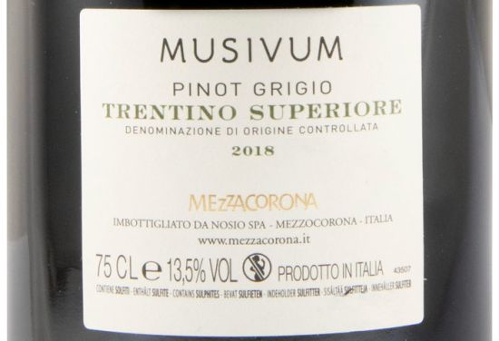 2018 Mezzacorona Musivum Pinot Grigio branco