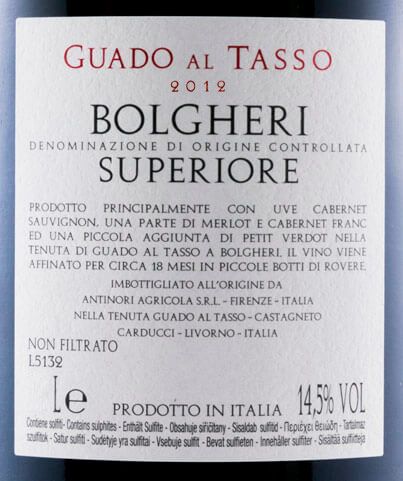 2012 Tenuta Guado al Tasso Bolgheri Superiore tinto 3L