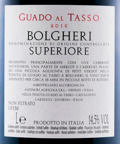 2012 Tenuta Guado al Tasso Bolgheri Superiore tinto 6L