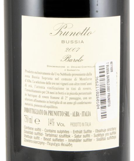 2007 Prunotto Bussia Barolo red