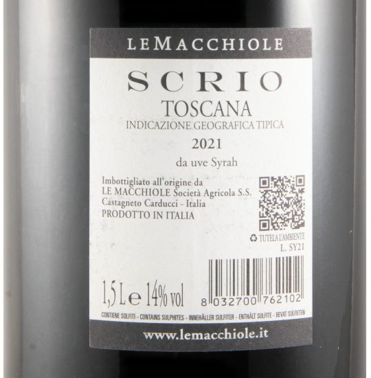 2021 Le Macchiole Scrio tinto 1,5L