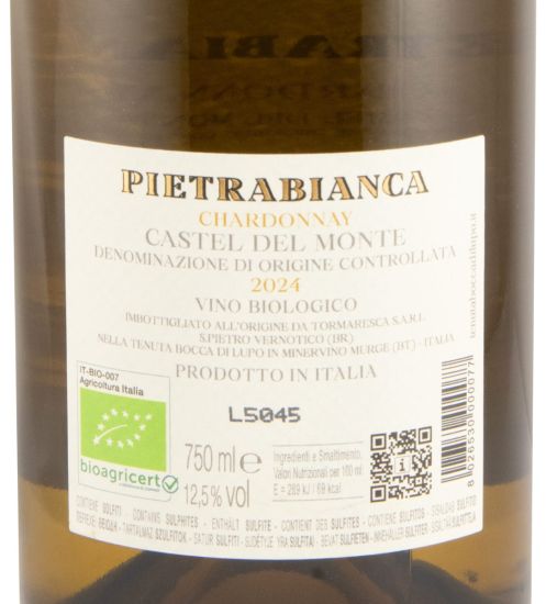 2024 Tormaresca Pietrabianca Chardonnay Castel del Monte biológico branco