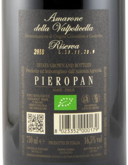 2018 Pieropan Vigna Garzon Amarone della Valpolicela Riserva biológico tinto