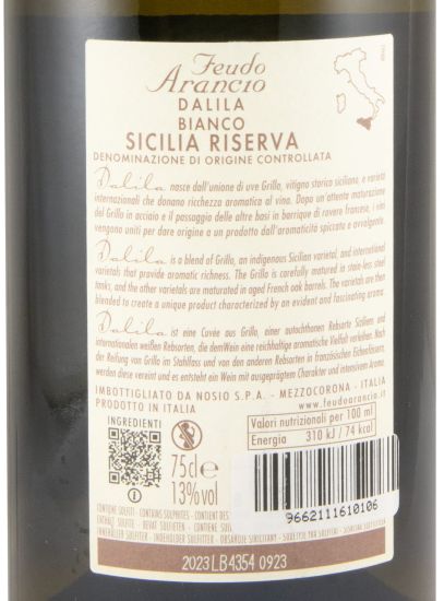 2023 Feudo Arancio Dalila Riserva branco