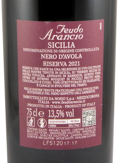 2021 Feudo Arancio Nero d'Avola Riserva red