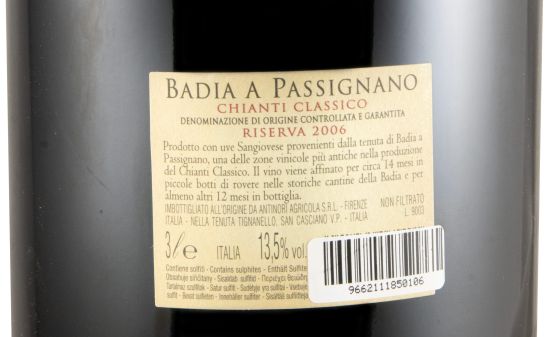 2006 Badia a Passignano Chianti Classico Riserva tinto 3L