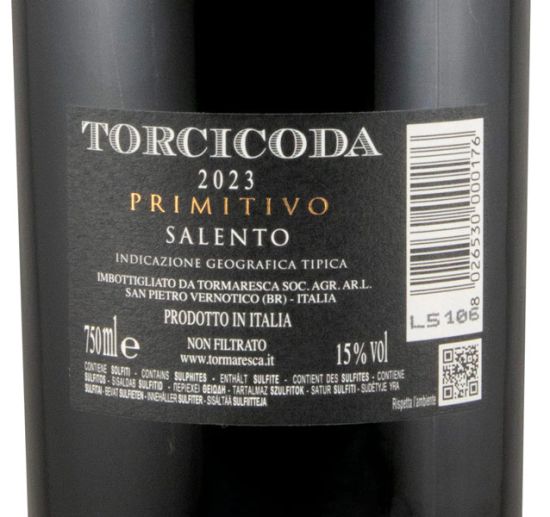 2023 Tormaresca Torcicoda Primitivo Salento red
