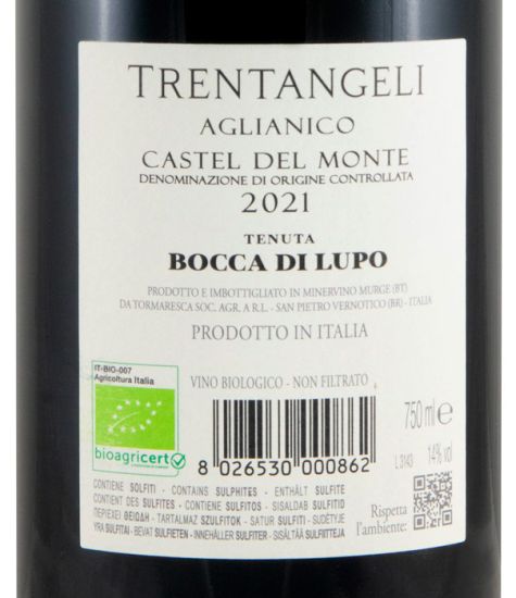 2021 Tormaresca Trentangeli Castel del Monte biológico tinto