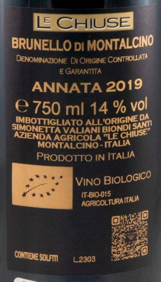 2019 Le Chiuse Brunello di Montalcino biológico tinto