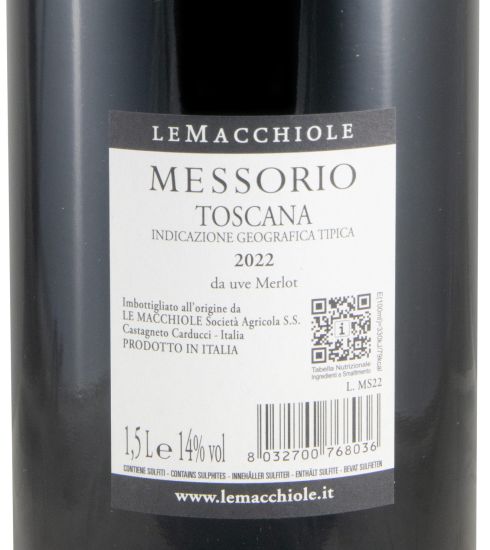 2022 Le Macchiole Messorio tinto 1,5L