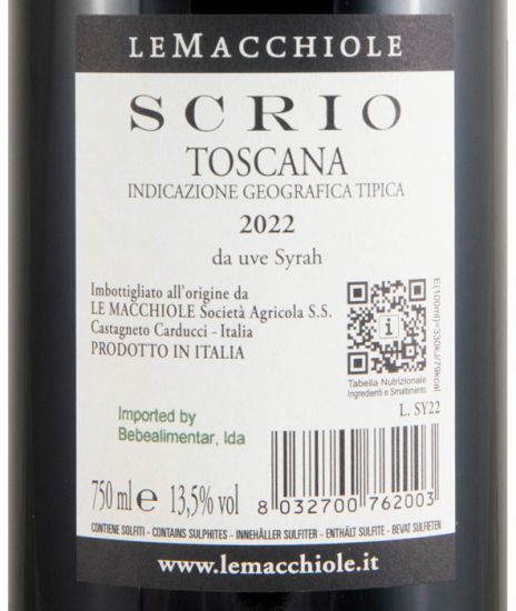 2022 Le Macchiole Scrio red