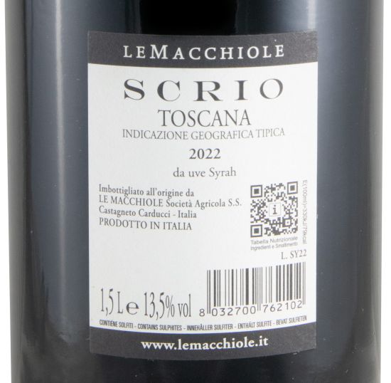 2022 Le Macchiole Scrio tinto 1,5L