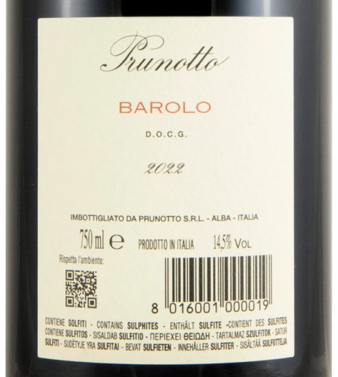 2022 Prunotto Barolo tinto