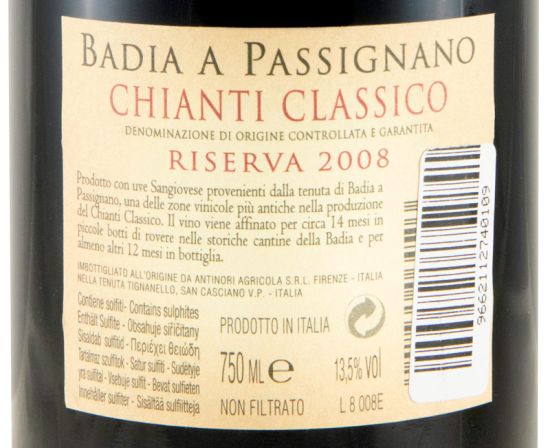 2008 Badia a Passignano Chianti Classico Riserva tinto