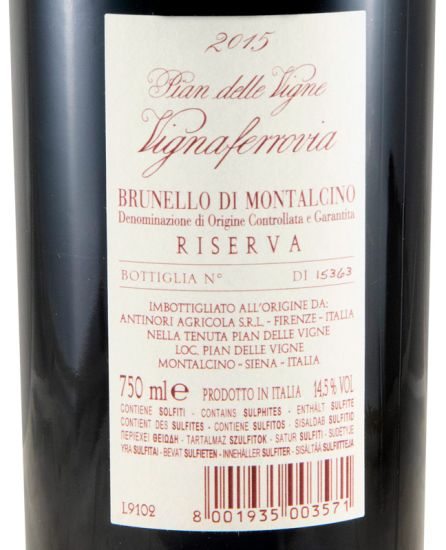2015 Pian delle Vigne Vignaferrovia Riserva Brunello di Montalcino tinto