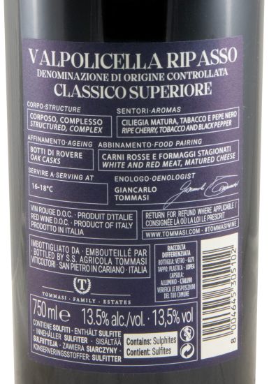 2022 Tommasi Ripasso Valpolicella Classico Superiore tinto