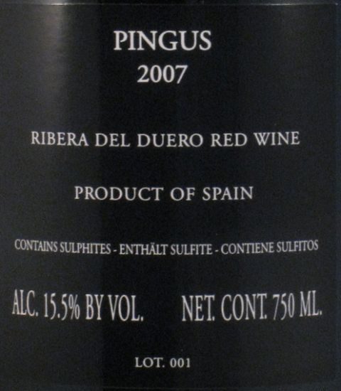 2007 Dominio de Pingus Ribera del Duero red