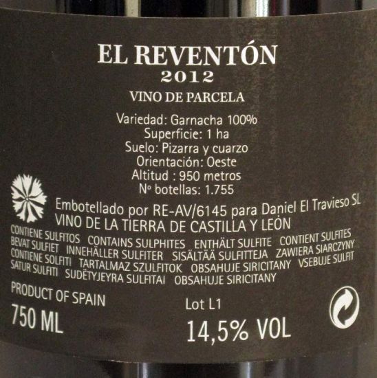 2012 Bodegas Daniel Gómez Jiménez-Landi El Reventón tinto